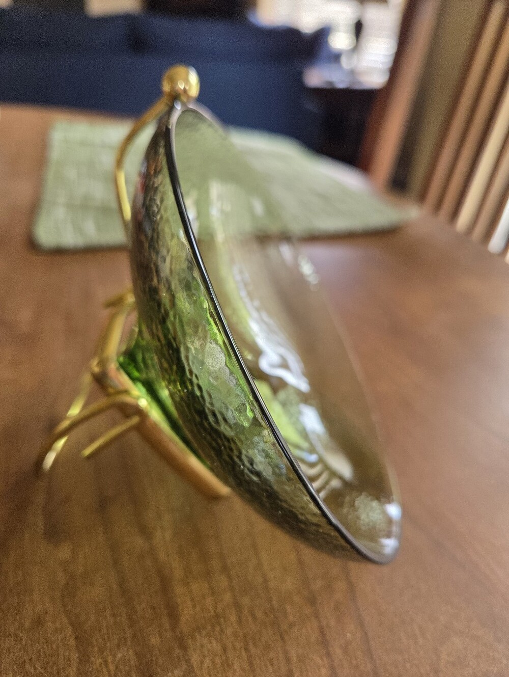 Mid Century Mod Hazelware Avacado Green Pebbleglass Dip Bowl
